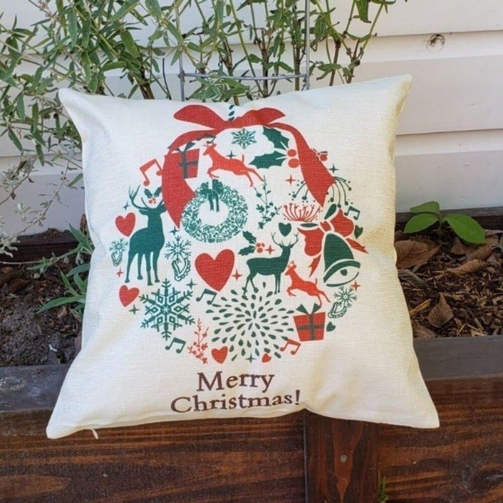 NEW Merry Christmas Pillow cover with NO Insert BRAND NEW